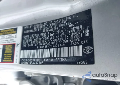 2014 Toyota Camry Le from USA, damaged, VIN 4T4BF1FK7ER339149
